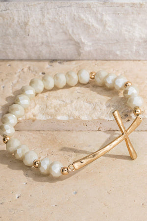 Hammered Metal Cross Bracelet