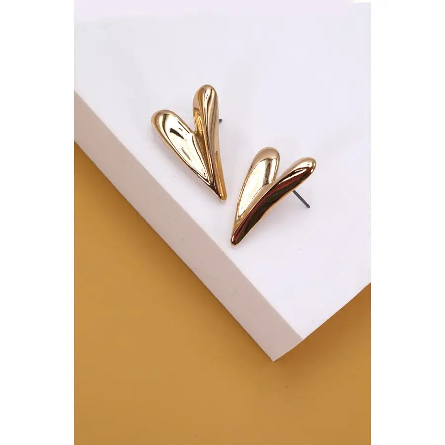 Golden Heart Stud Earrings