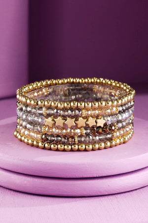 Layered Stackable Beaded Bracelets with Stars