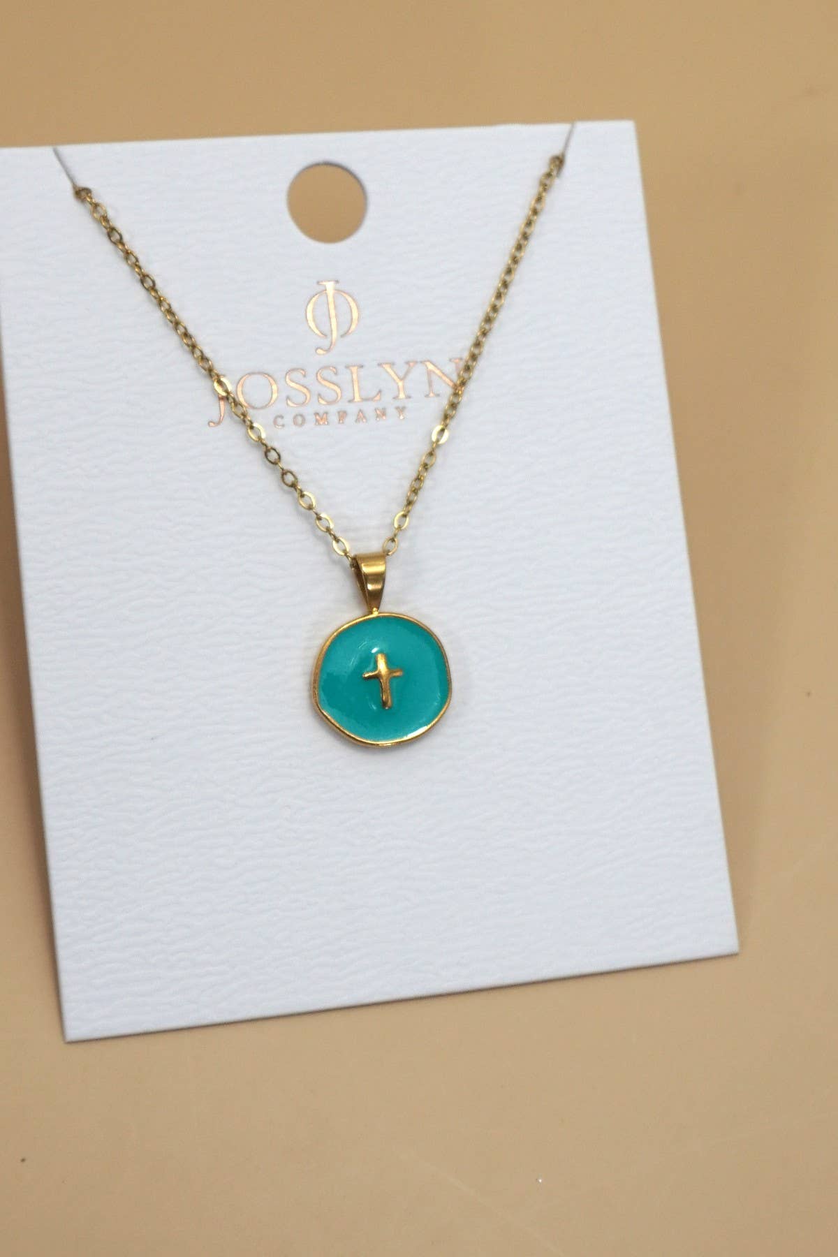 18K Round Cross Necklace