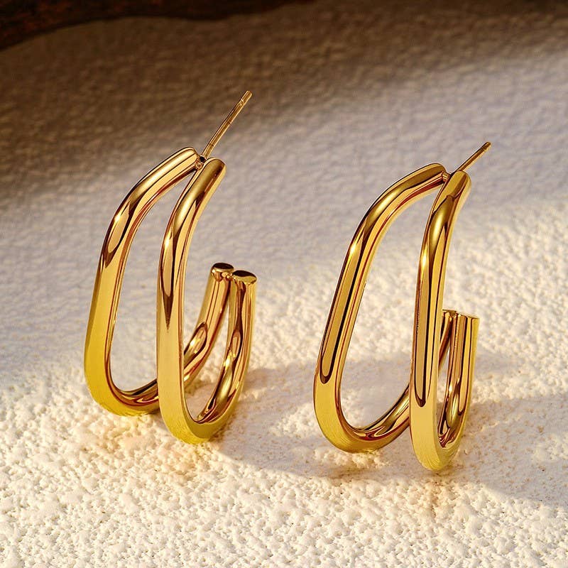 18K Stainless Steel Hoops