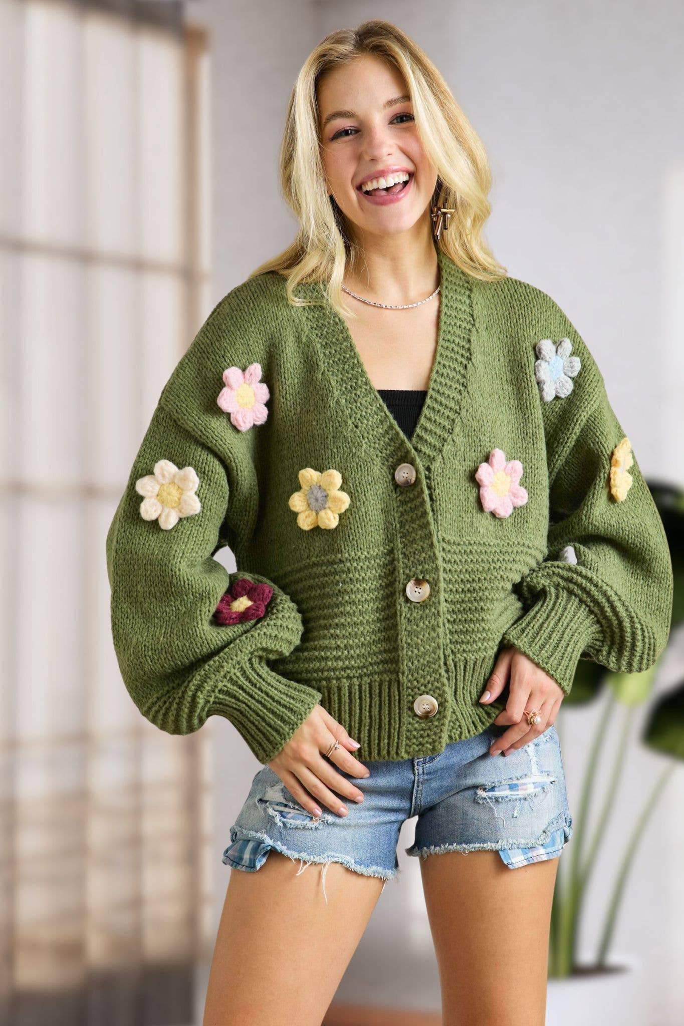 Crochet Flower Sweater Cardigan