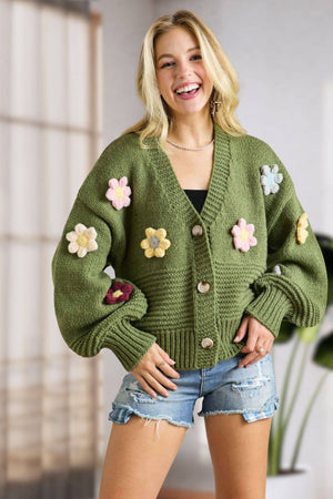 Crochet Flower Sweater Cardigan