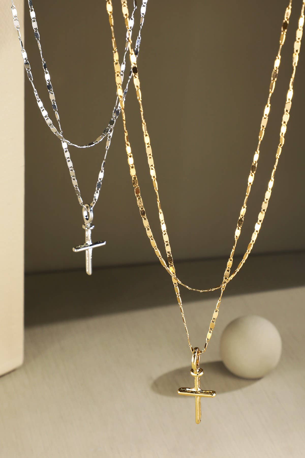 Double Layer Cross Pendant Necklace