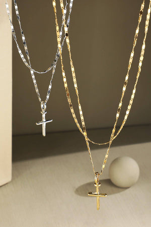 Double Layer Cross Pendant Necklace
