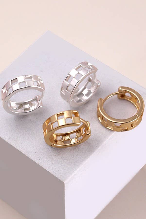 Checker Hoop Earrings