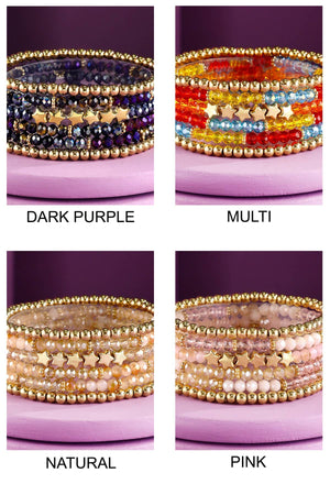 Layered Stackable Beaded Bracelets with Stars