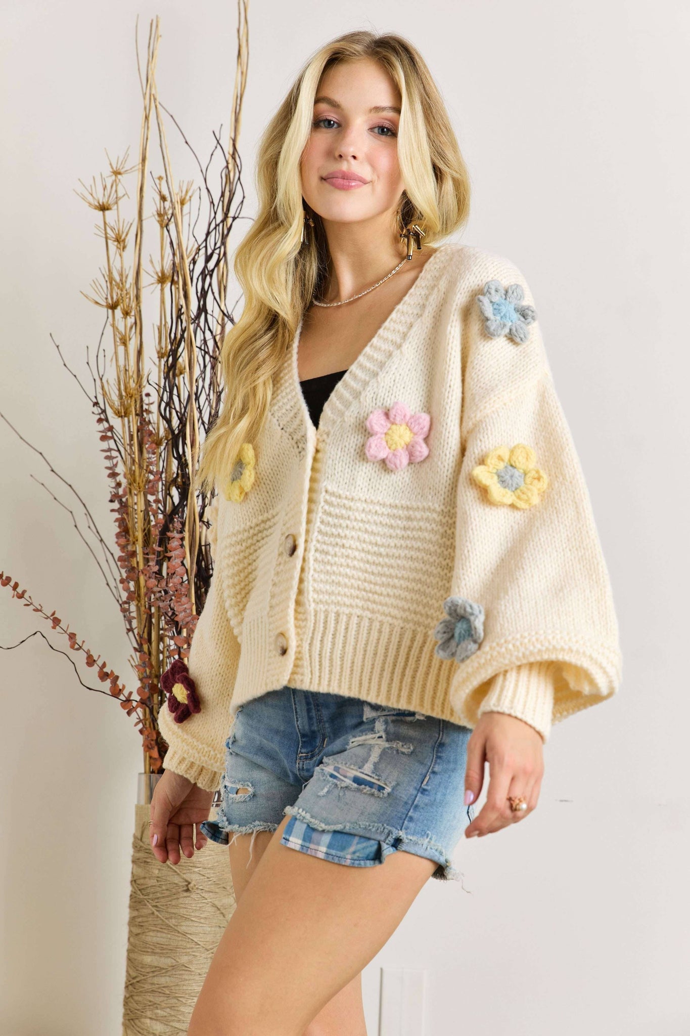 Crochet Flower Sweater Cardigan
