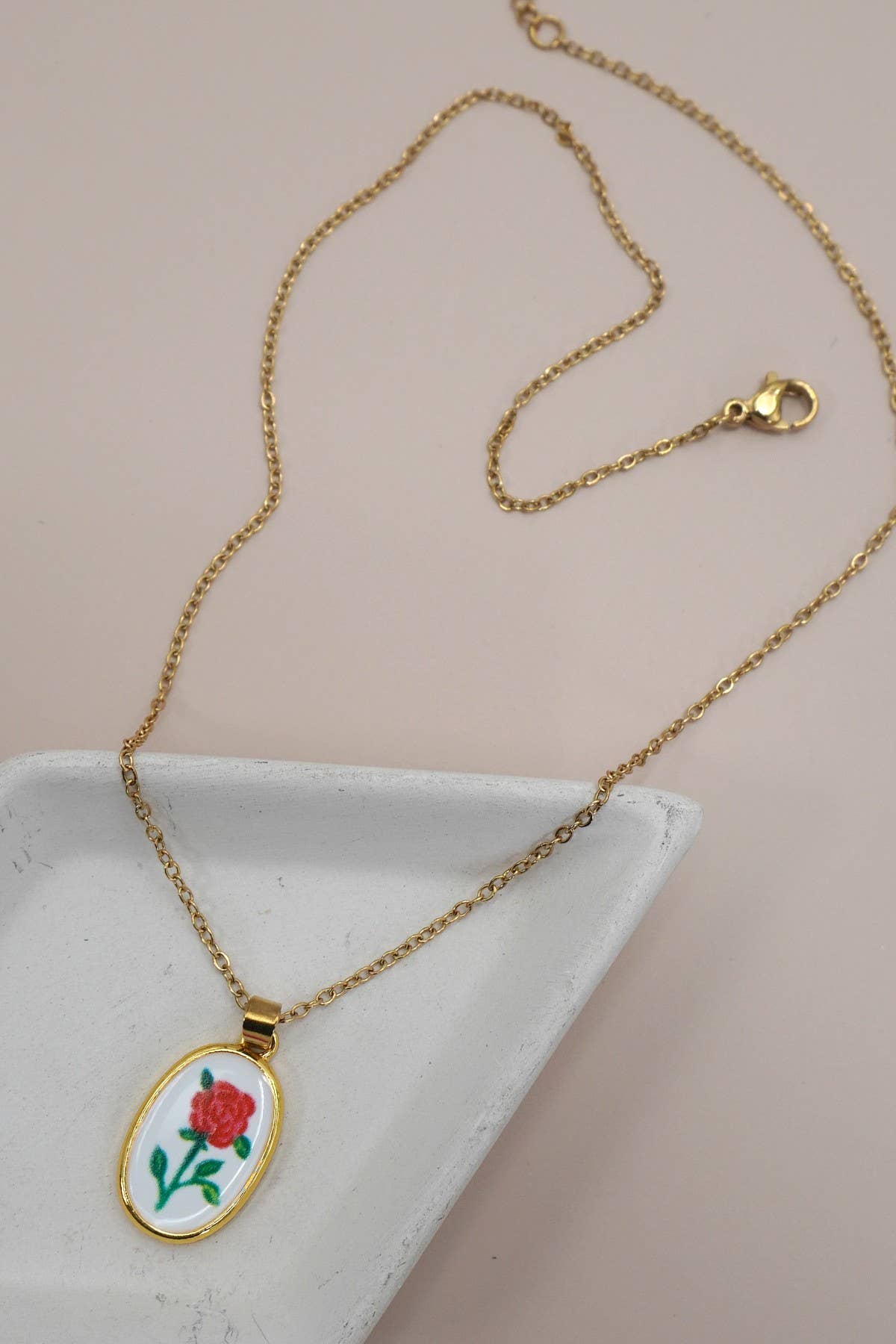 18K Enamel Heart Necklace