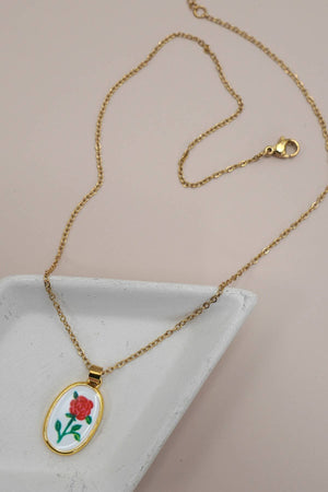18K Enamel Heart Necklace