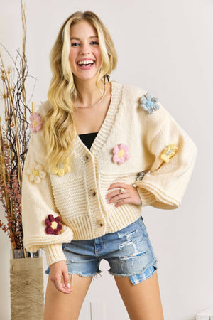 Crochet Flower Sweater Cardigan