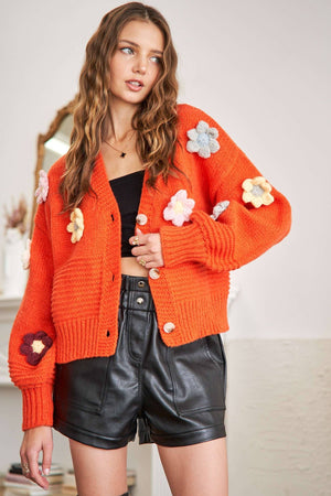 Crochet Flower Sweater Cardigan