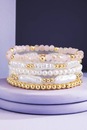 Stackable Pearl and Glass Beaded Bracelet