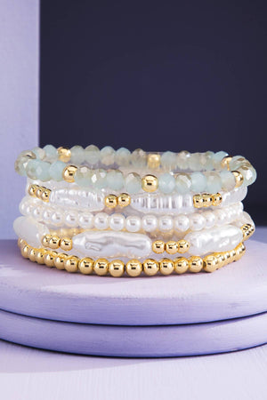 Stackable Pearl and Glass Beaded Bracelet