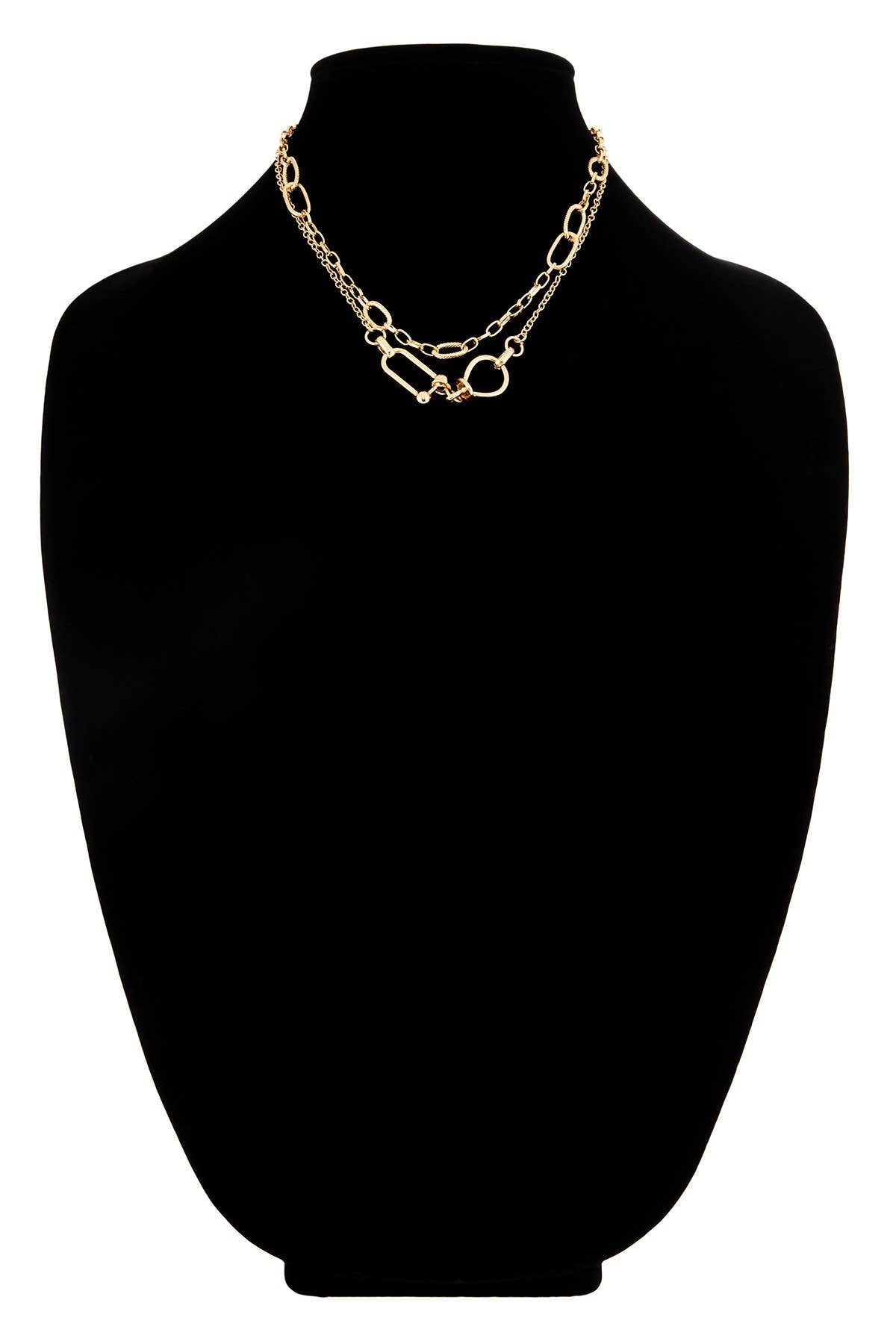 Double Layer Oval Chain Link Necklace