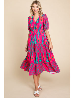 Rosa Flowers Midi Dress