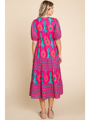 Rosa Flowers Midi Dress